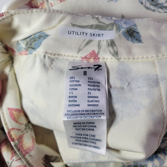 NWT Seven7 Floral A-Line Skirt - Cream with Blue and Pink - Picture 5 of 8